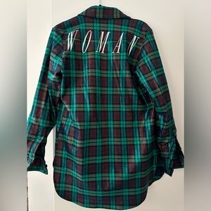 RARE OFF-WHITE Oversized Shimmer Plaid Button Up Shirt Jacket XXS